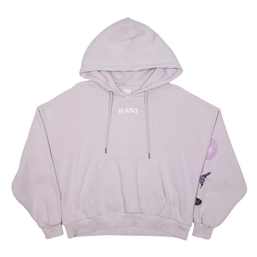 KARL KANI Womens Lilac Hoodie XS Kani Logo Embroidered Sleeve Print