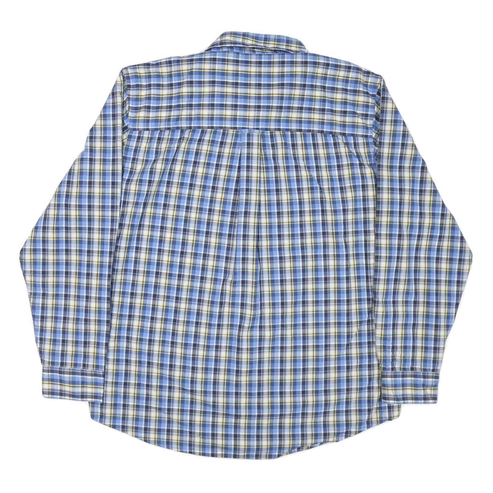 CHAPS Mens Blue & Yellow Check Shirt XL Classic Cotton Blend Button Down