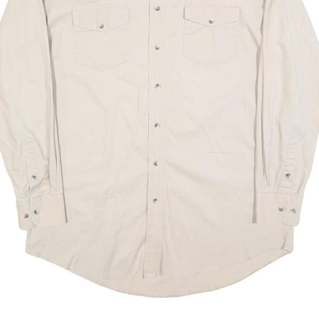 WRANGLER Mens Cream Cotton Shirt L Button-Down Western Style Long Sleeve