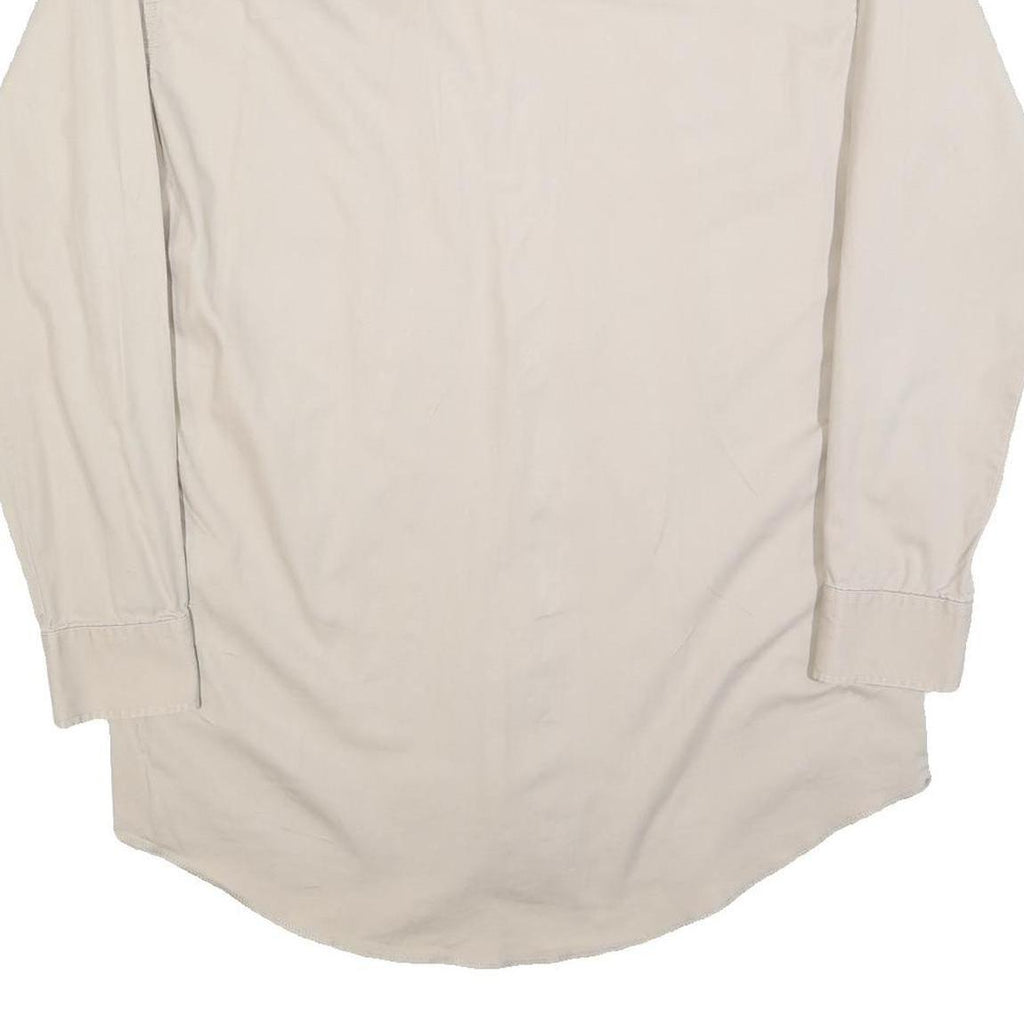 WRANGLER Mens Cream Cotton Shirt L Button-Down Western Style Long Sleeve