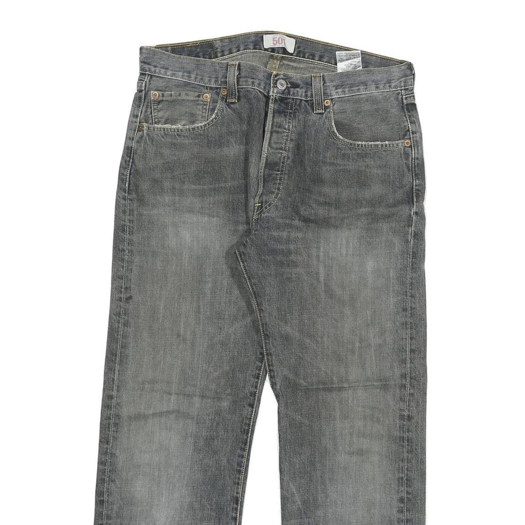 LEVI'S 501 Mens Jeans Grey Regular Straight Denim Medium W32 L28 Button Closure
