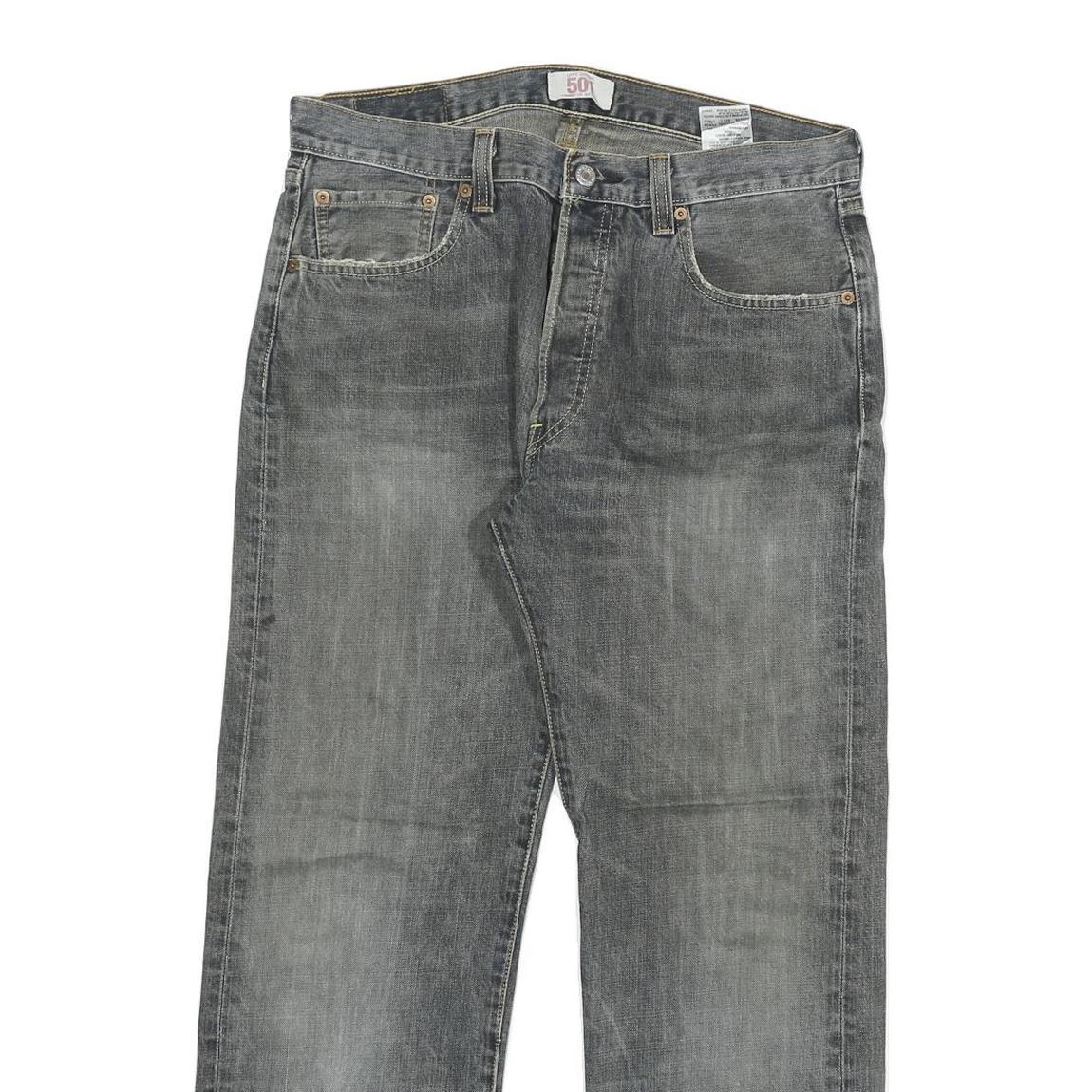LEVI'S 501 Mens Jeans Grey Regular Straight Denim Medium W32 L28 Button Closure