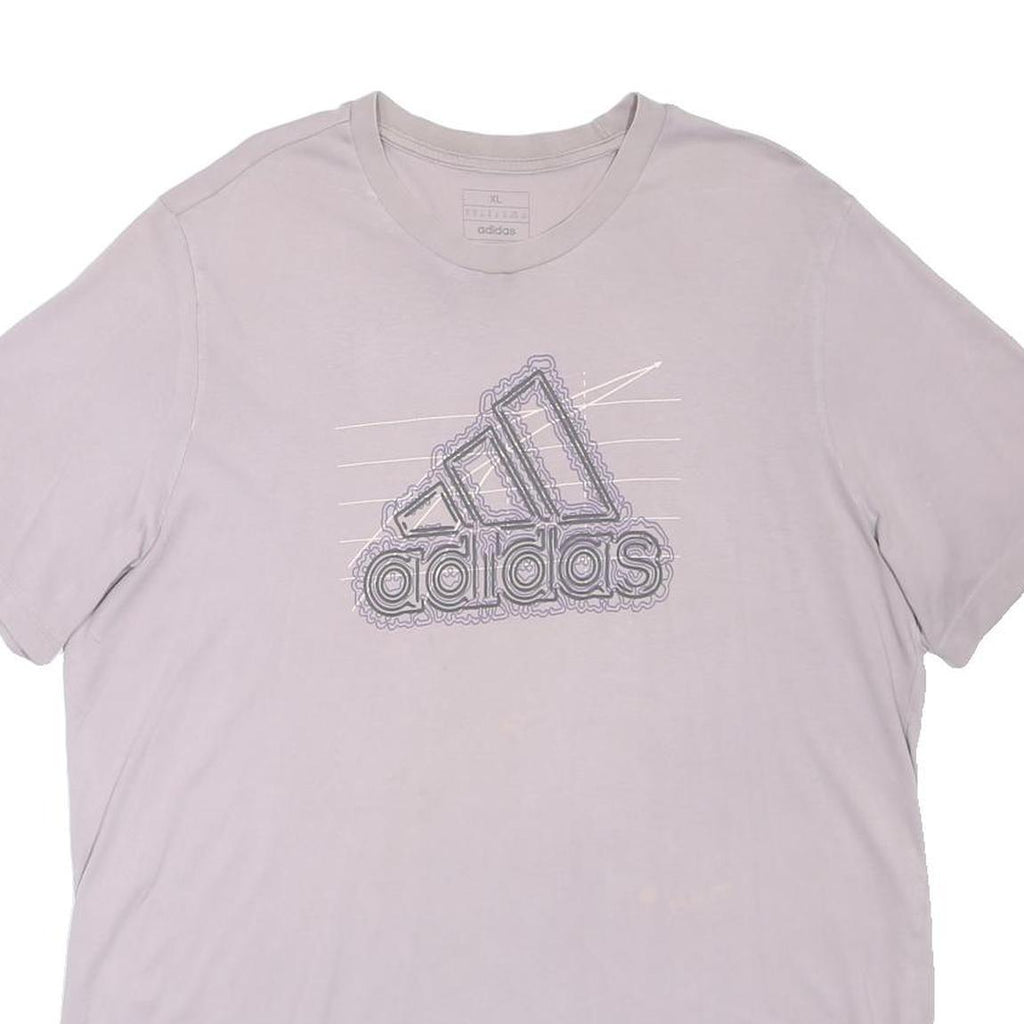 ADIDAS Mens Purple Graphic T-Shirt XL Short Sleeve Crew Neck Cotton Blend