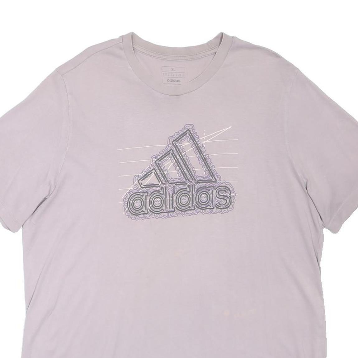 ADIDAS Mens Purple Graphic T-Shirt XL Short Sleeve Crew Neck Cotton Blend