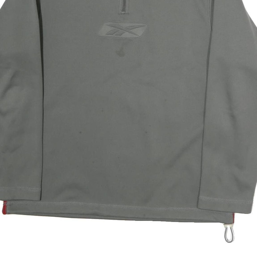 REEBOK Mens Grey 1/4 Zip Sweatshirt L Cotton Pullover Sports Casual Activewear