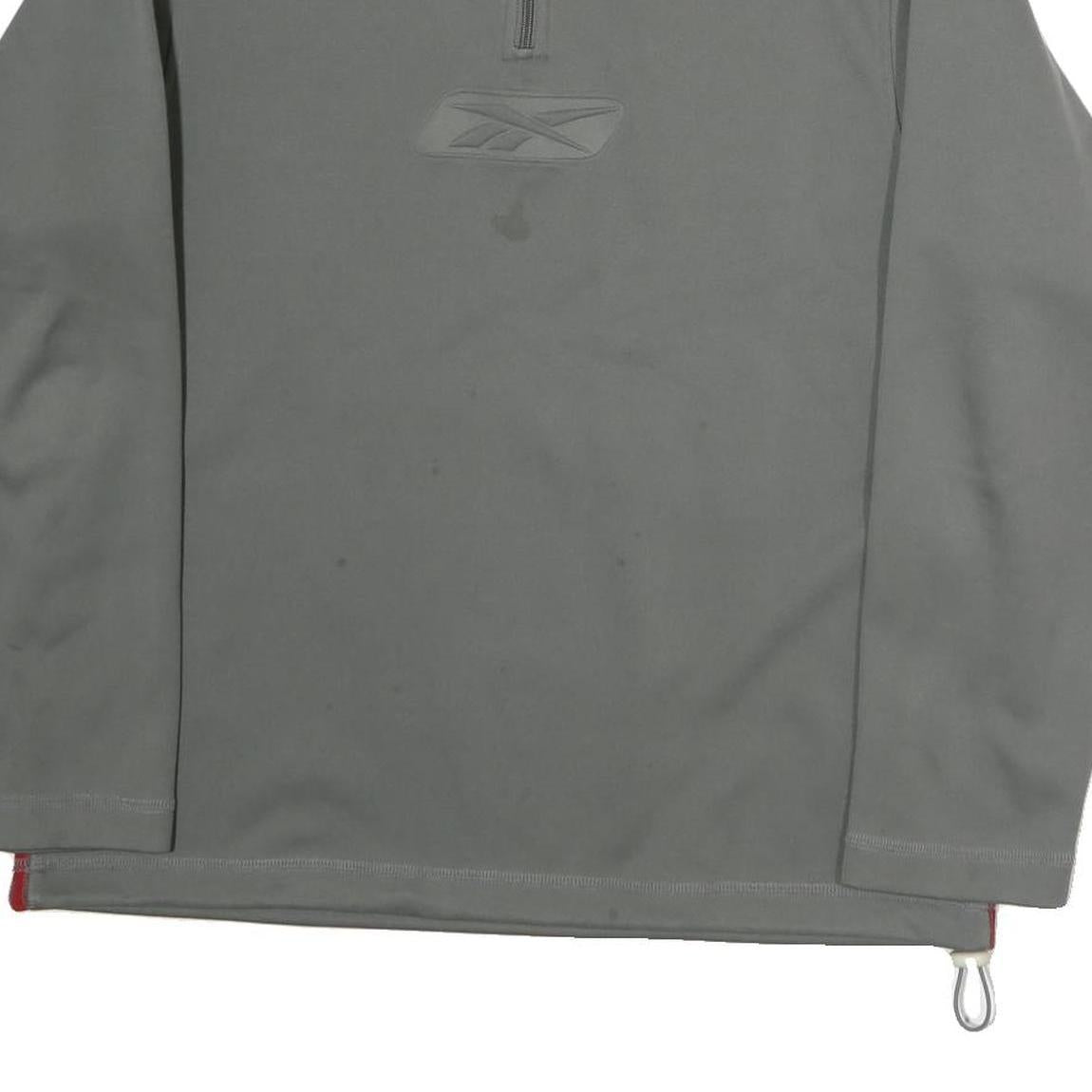 REEBOK Mens Grey 1/4 Zip Sweatshirt L Cotton Pullover Sports Casual Activewear