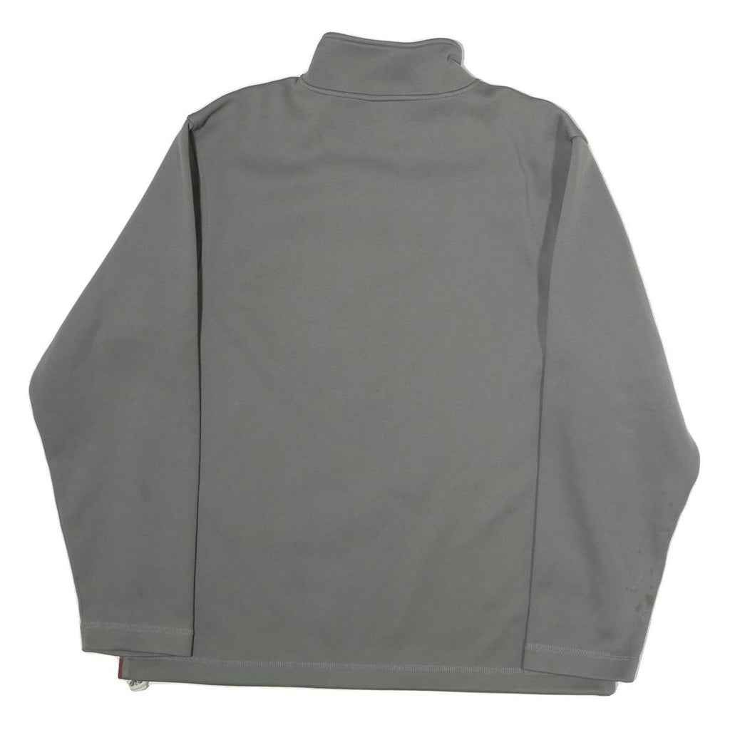 REEBOK Mens Grey 1/4 Zip Sweatshirt L Cotton Pullover Sports Casual Activewear