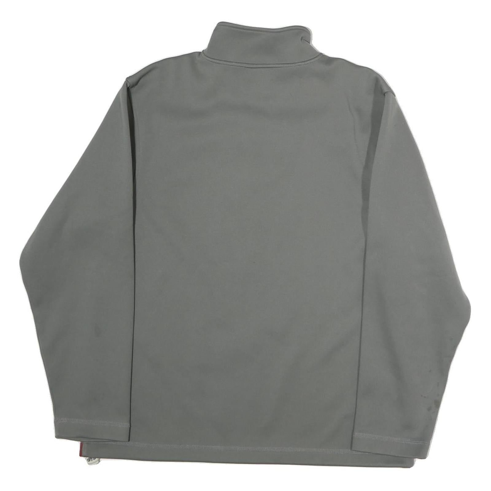 REEBOK Mens Grey 1/4 Zip Sweatshirt L Cotton Pullover Sports Casual Activewear