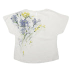 HOBBS LONDON Womens White Printed Blouse Short Sleeve Round Neck UK 10 Floral