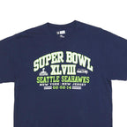 NFL Mens Blue Super Bowl XLVIII Graphic T-Shirt L Short Sleeve Crew Neck