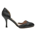 MASSIMO DUTTI Pointed Toe Womens Black Leather Court Heels UK 4 Elegant