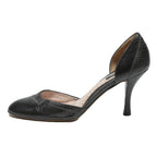 MASSIMO DUTTI Pointed Toe Womens Black Leather Court Heels UK 4 Elegant
