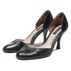 MASSIMO DUTTI Pointed Toe Womens Black Leather Court Heels UK 4 Elegant