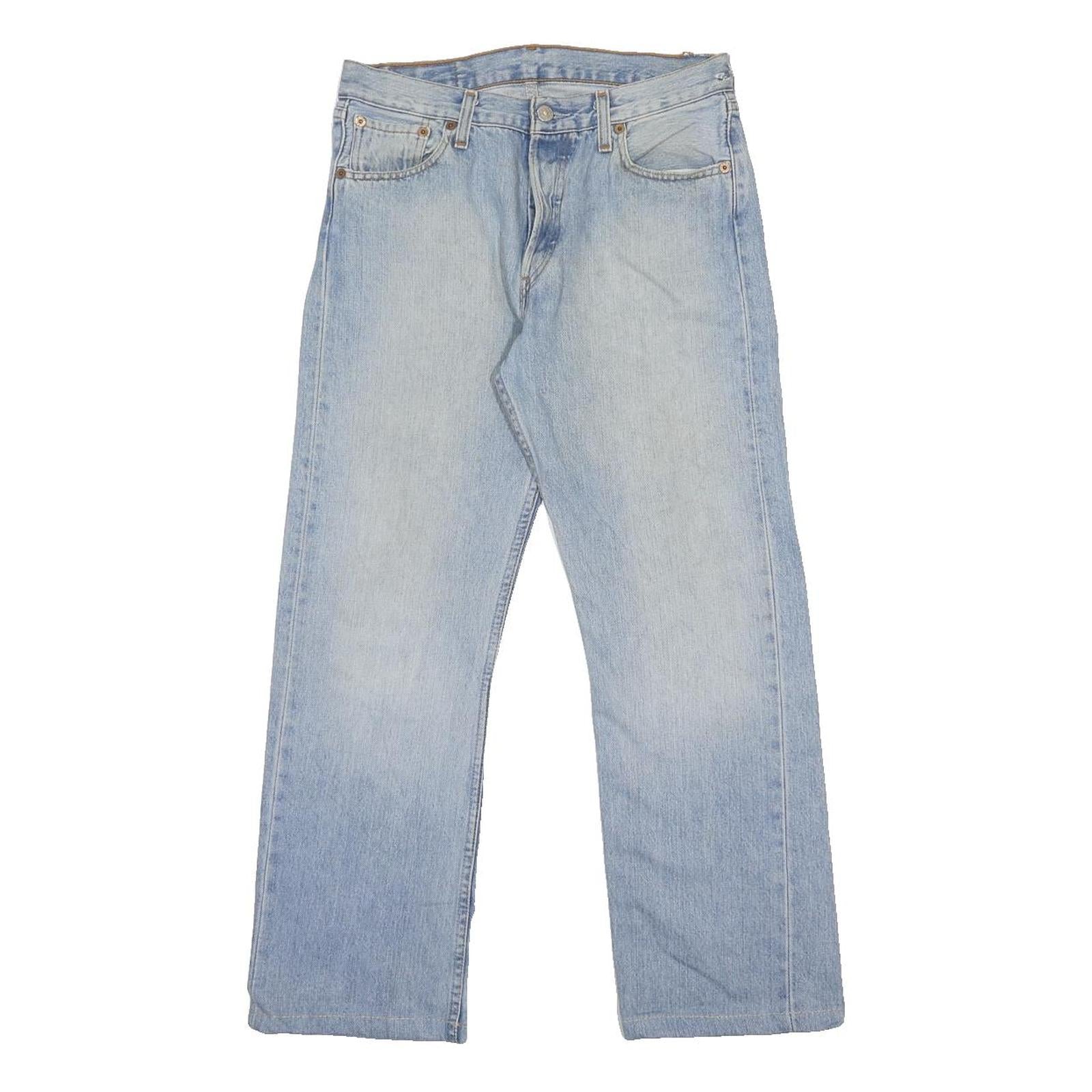 LEVI'S 501 Mens Jeans Blue Regular Straight Denim Light W30 L26 Classic Button