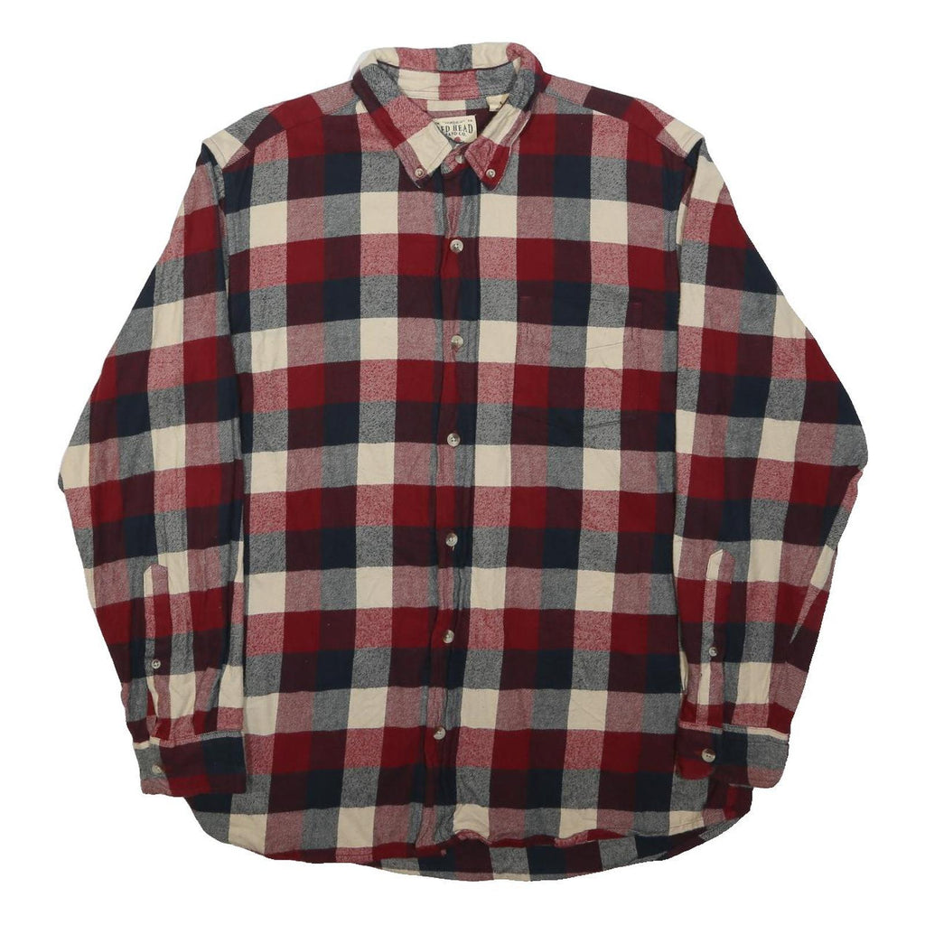 RED HEAD BRAND CO. Mens Red & Blue Check Shirt L Button Down Cotton Casual Wear