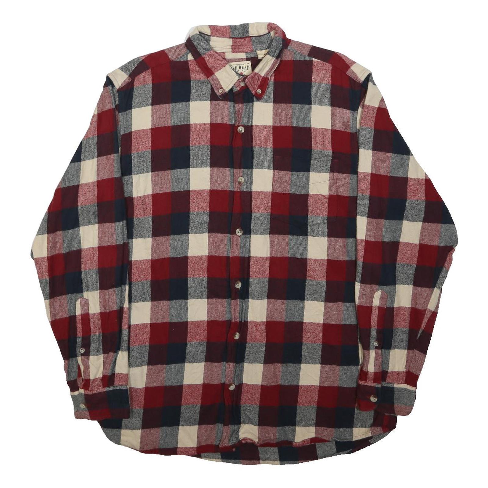 RED HEAD BRAND CO. Mens Red & Blue Check Shirt L Button Down Cotton Casual Wear