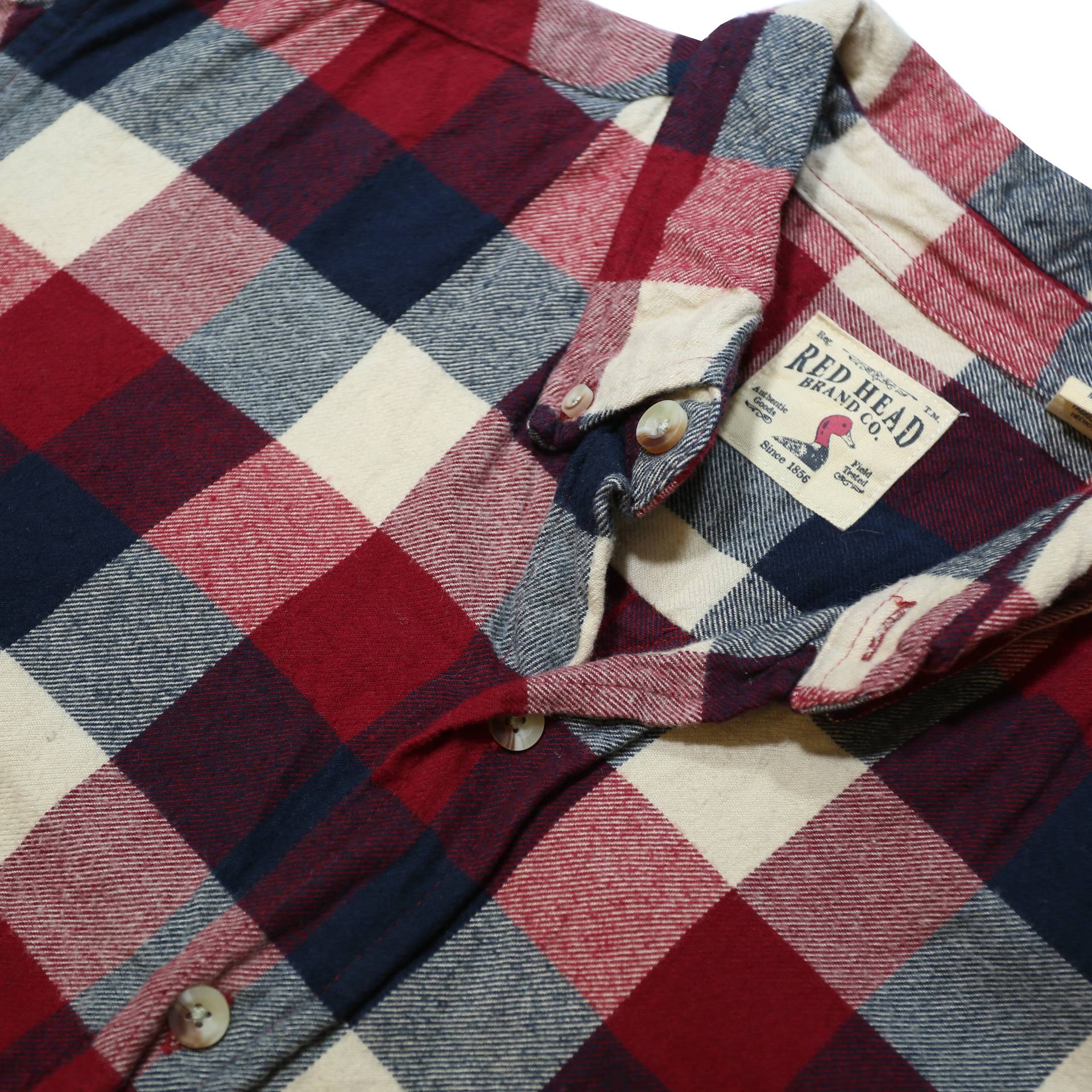 RED HEAD BRAND CO. Mens Red & Blue Check Shirt L Button Down Cotton Casual Wear