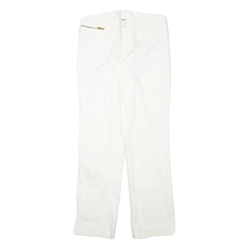 LAUREN RALPH LAUREN Womens Cotton Blend White Regular Fit Straight Leg Trousers