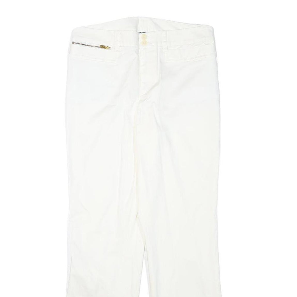 LAUREN RALPH LAUREN Womens Cotton Blend White Regular Fit Straight Leg Trousers
