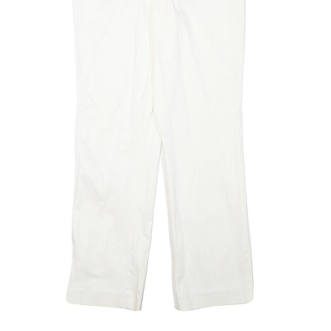 LAUREN RALPH LAUREN Womens Cotton Blend White Regular Fit Straight Leg Trousers