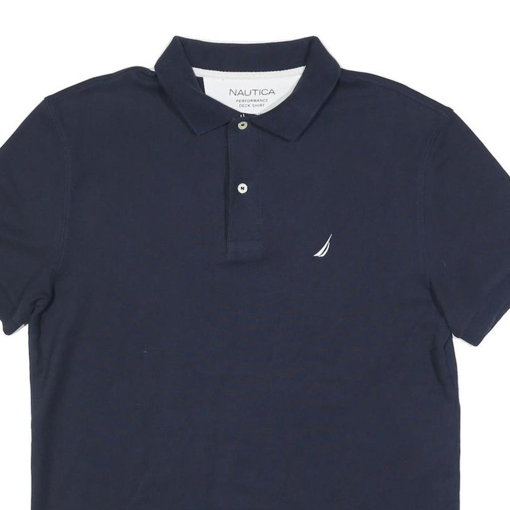 NAUTICA Mens Navy Polo Shirt L Cotton Blend Short Sleeve Basic Casual