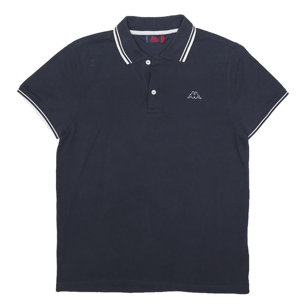 KAPPA Womens Navy Blue Short Sleeve Plain M Polo Shirt Cotton Casual