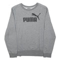 PUMA Womens Grey Crew Neck S Cotton Blend Pullover Sweatshirt Logo Print