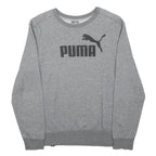 PUMA Womens Grey Crew Neck S Cotton Blend Pullover Sweatshirt Logo Print