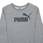 PUMA Womens Grey Crew Neck S Cotton Blend Pullover Sweatshirt Logo Print