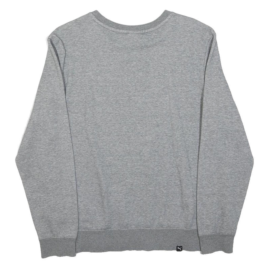 PUMA Womens Grey Crew Neck S Cotton Blend Pullover Sweatshirt Logo Print