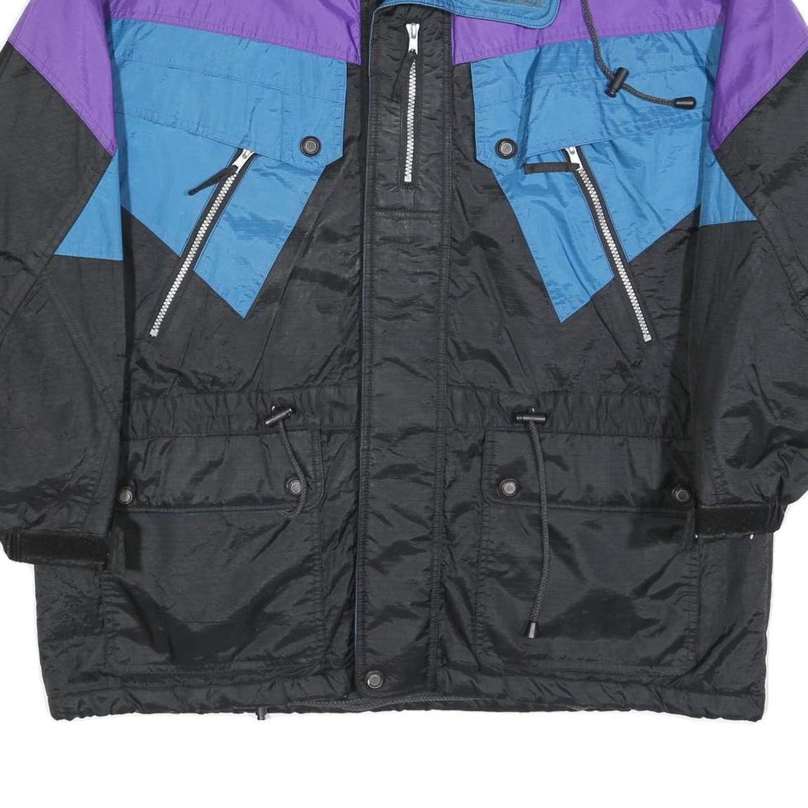 DYNAMITE Mens Black & Purple Blue Polyester Blend Zip Jacket L Woven Colourblock