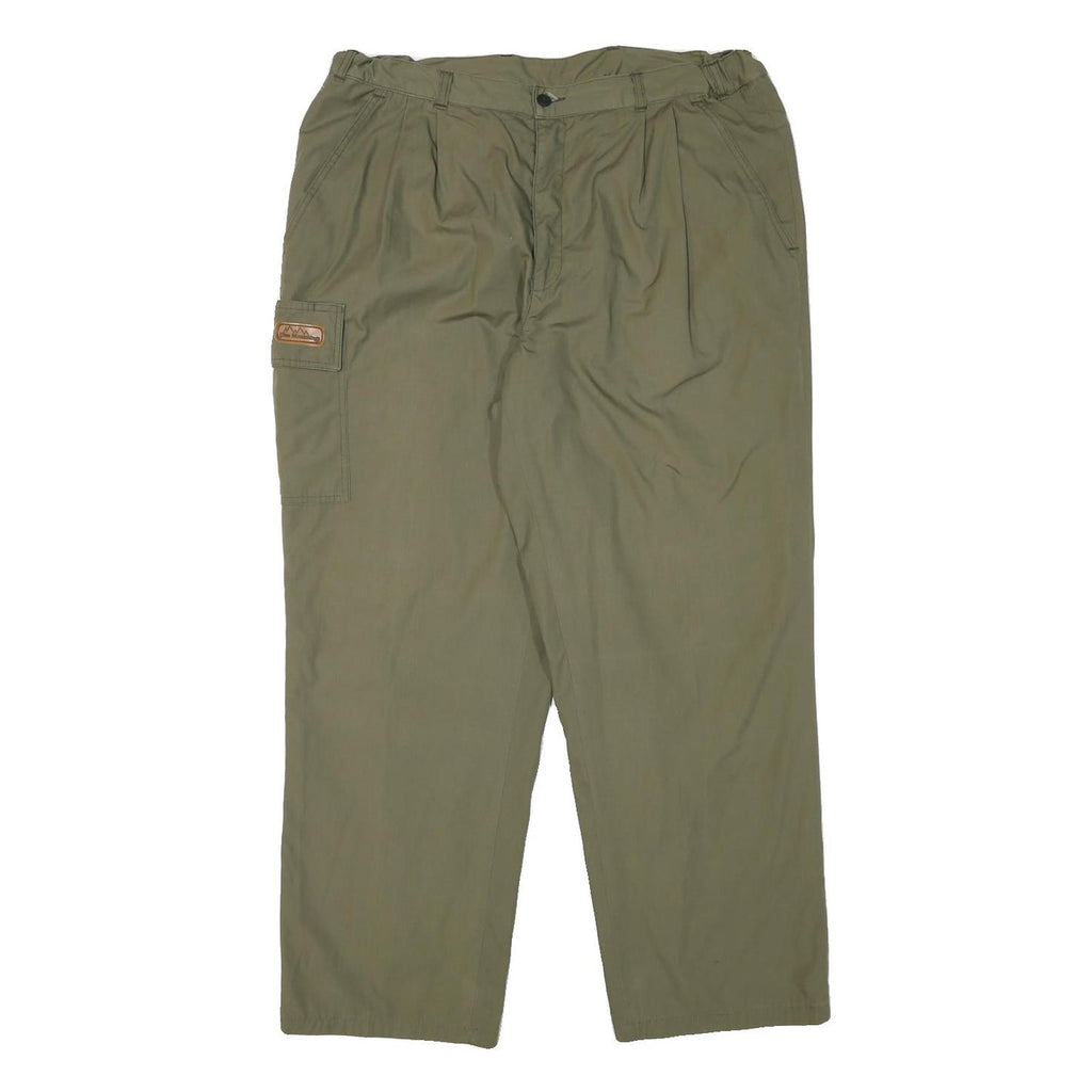 BLUE MOUNTAIN Mens Relaxed Beige Polyester Blend Zip Trousers W36 L30 Casual