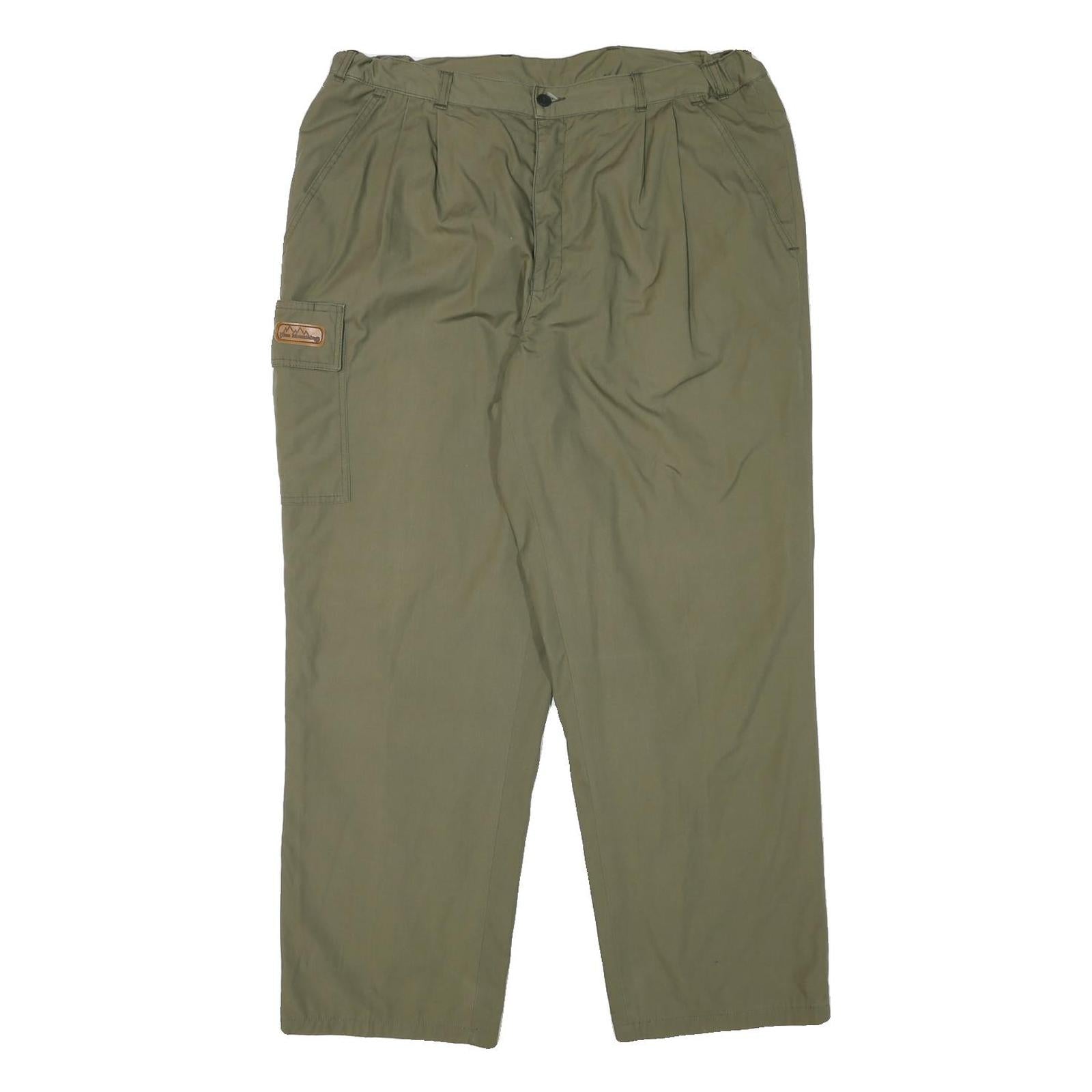 BLUE MOUNTAIN Mens Relaxed Beige Polyester Blend Zip Trousers W36 L30 Casual