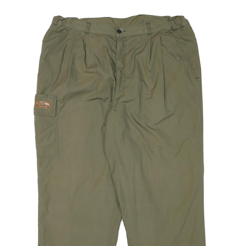 BLUE MOUNTAIN Mens Relaxed Beige Polyester Blend Zip Trousers W36 L30 Casual