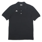 KAPPA Mens Black Polo Shirt Short Sleeve Plain L Cotton Casual Tennis