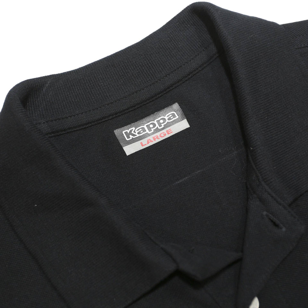 KAPPA Mens Black Polo Shirt Short Sleeve Plain L Cotton Casual Tennis