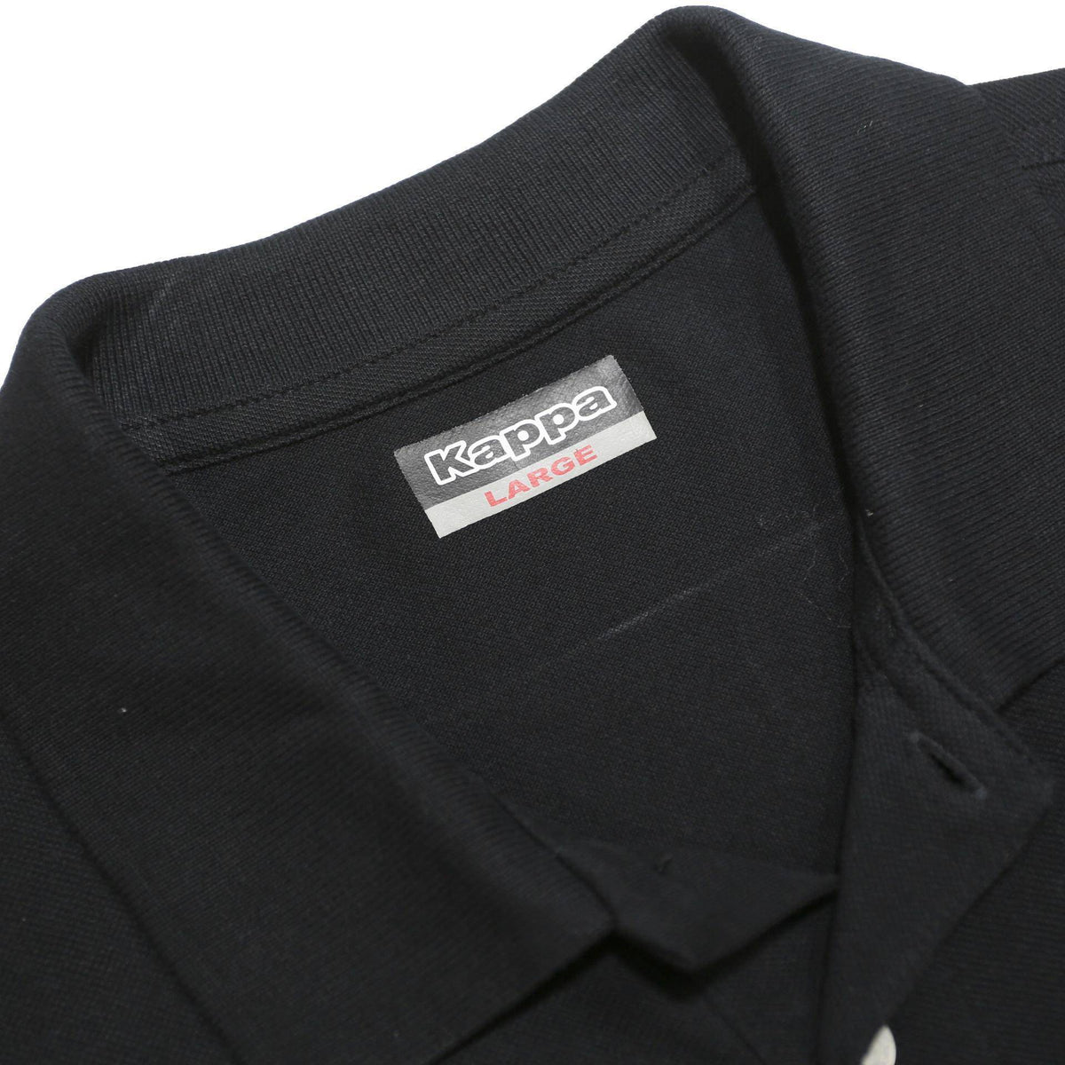KAPPA Mens Black Polo Shirt Short Sleeve Plain L Cotton Casual Tennis