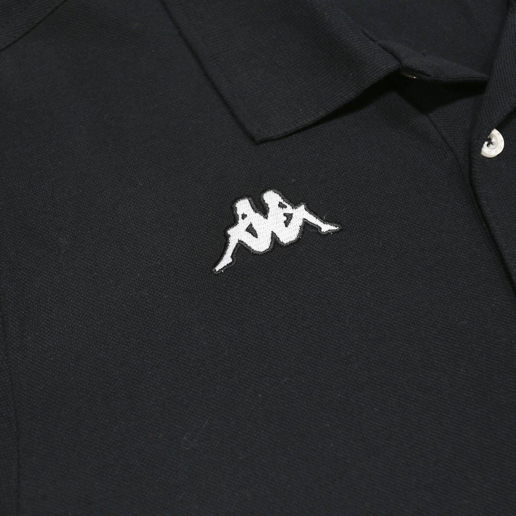 KAPPA Mens Black Polo Shirt Short Sleeve Plain L Cotton Casual Tennis