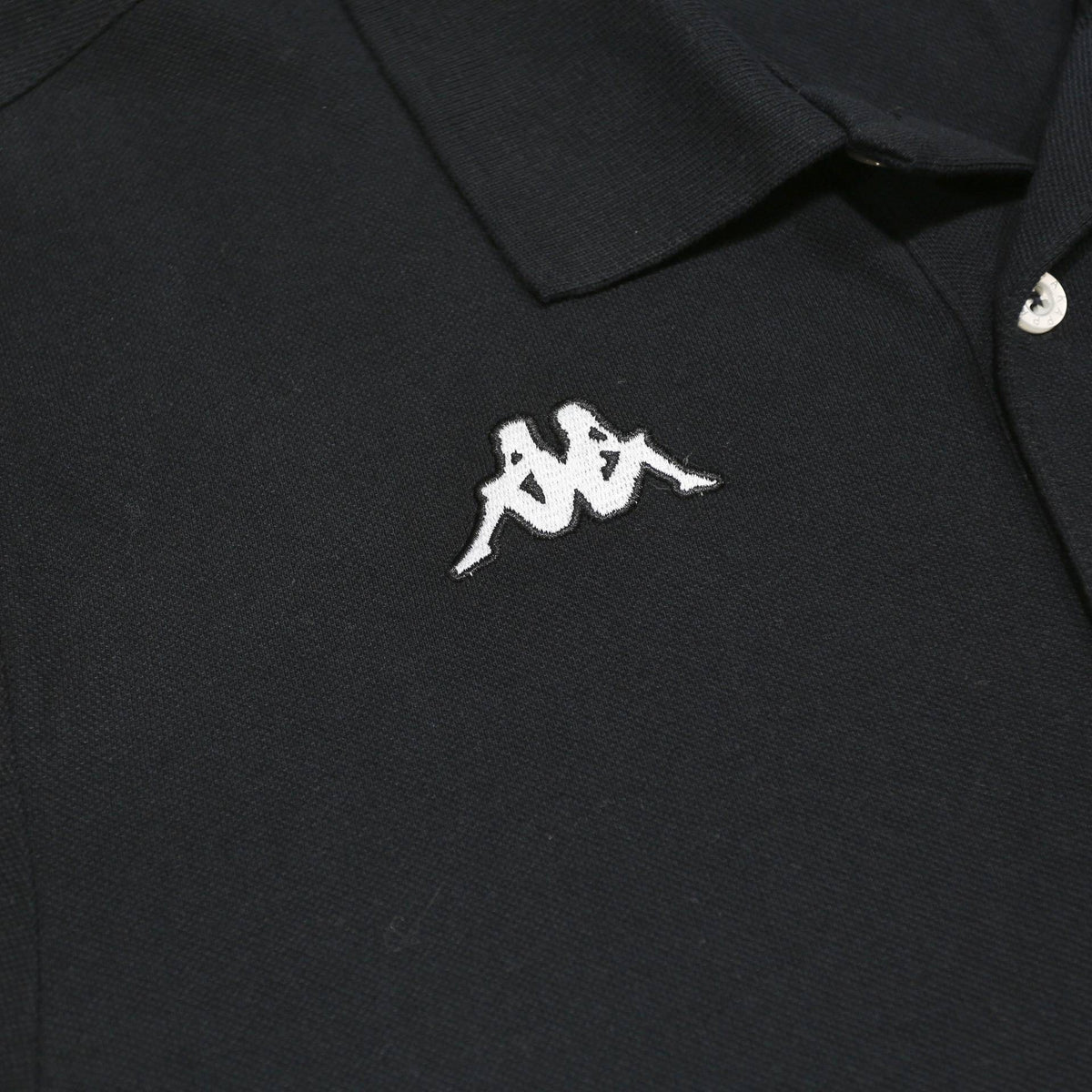 KAPPA Mens Black Polo Shirt Short Sleeve Plain L Cotton Casual Tennis
