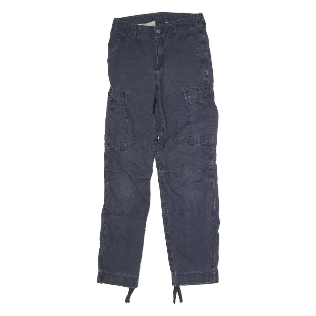 CARHARTT Mens Dark Blue Regular Cargo Trousers W27 L29 Cotton Blend Button