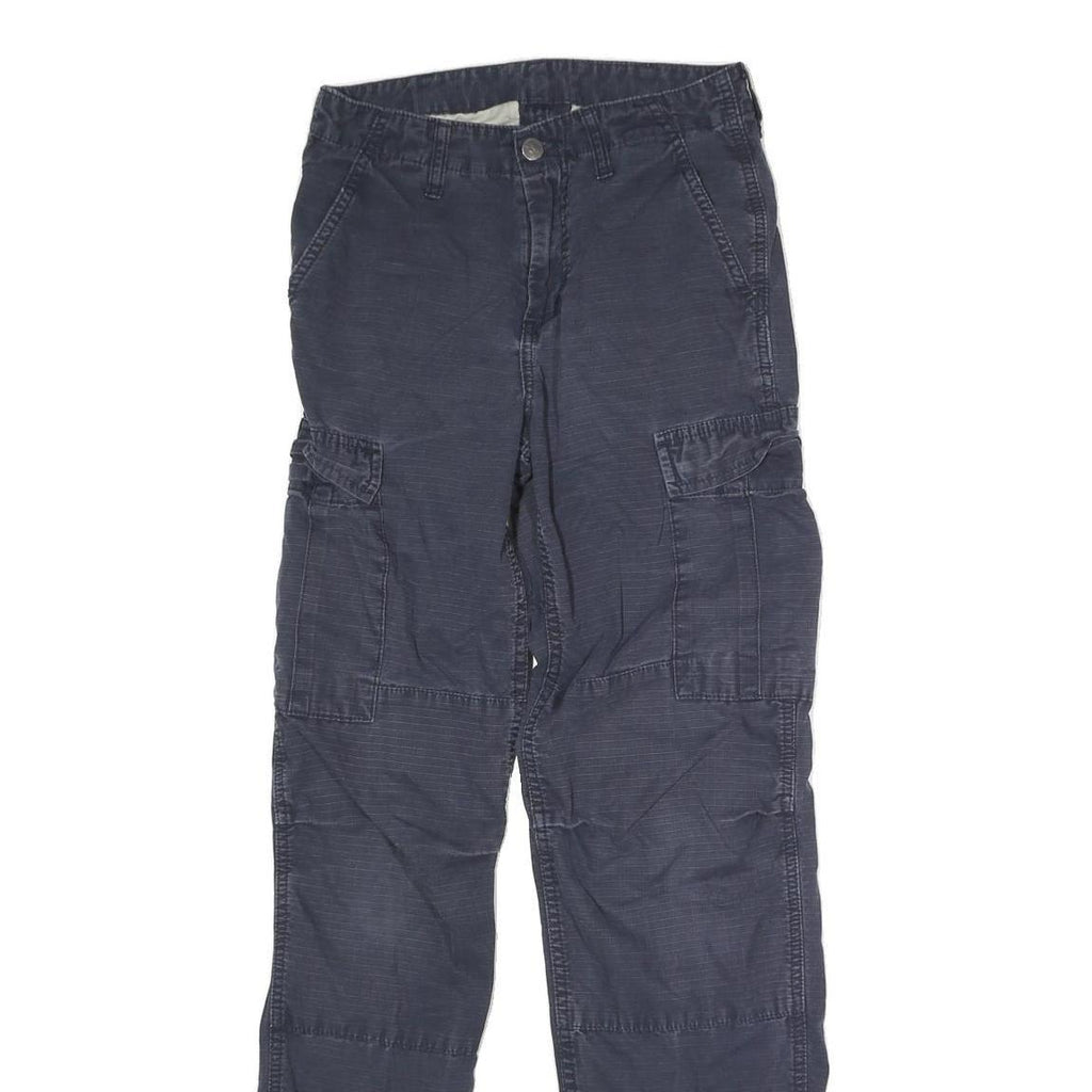 CARHARTT Mens Dark Blue Regular Cargo Trousers W27 L29 Cotton Blend Button