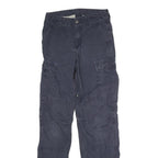 CARHARTT Mens Dark Blue Regular Cargo Trousers W27 L29 Cotton Blend Button