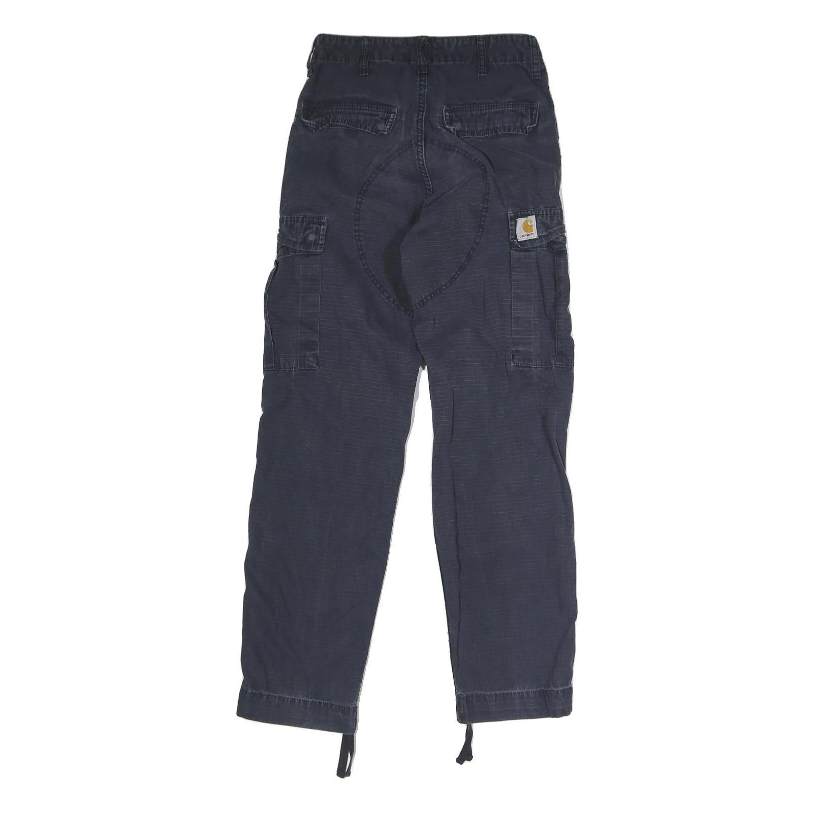 CARHARTT Mens Dark Blue Regular Cargo Trousers W27 L29 Cotton Blend Button