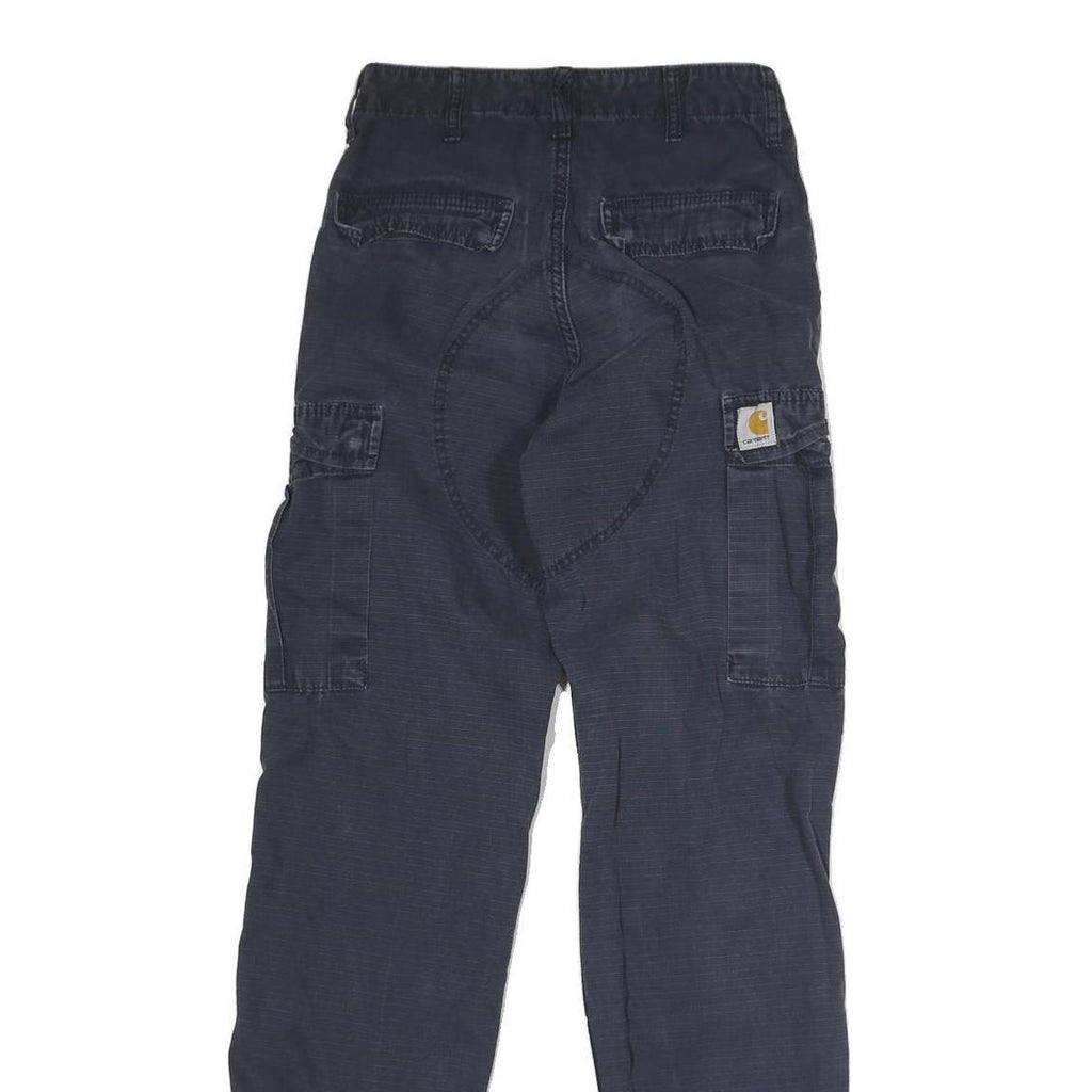 CARHARTT Mens Dark Blue Regular Cargo Trousers W27 L29 Cotton Blend Button