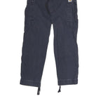 CARHARTT Mens Dark Blue Regular Cargo Trousers W27 L29 Cotton Blend Button