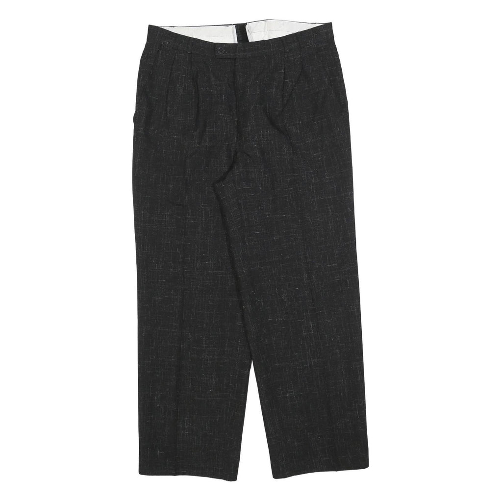Womens Black Polyester Blend Regular Fit Straight Trousers W32 L28 Classic