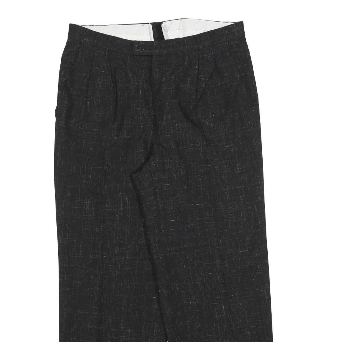 Womens Black Polyester Blend Regular Fit Straight Trousers W32 L28 Classic