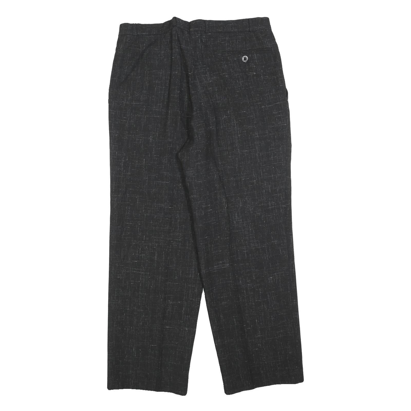 Womens Black Polyester Blend Regular Fit Straight Trousers W32 L28 Classic