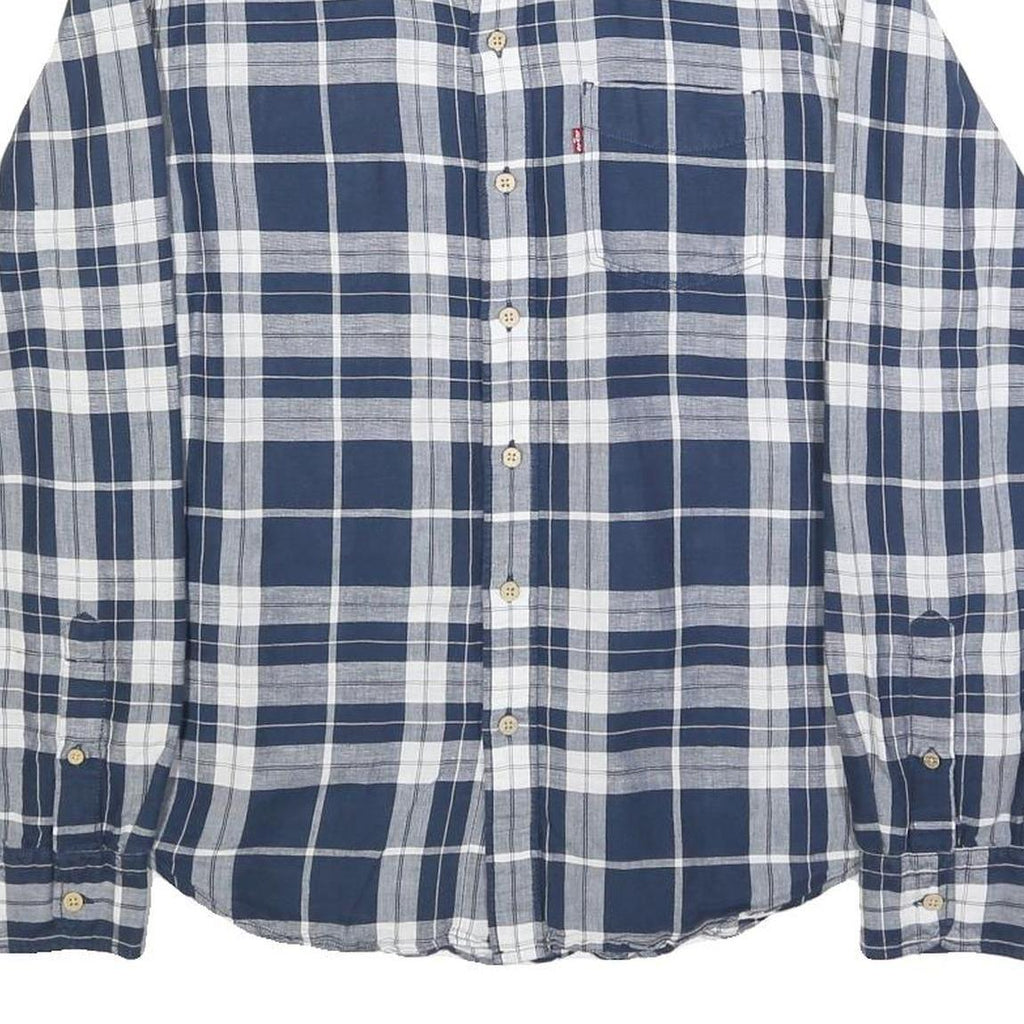LEVI'S Mens Blue & White Check Shirt M Casual Cotton Blend Long Sleeve