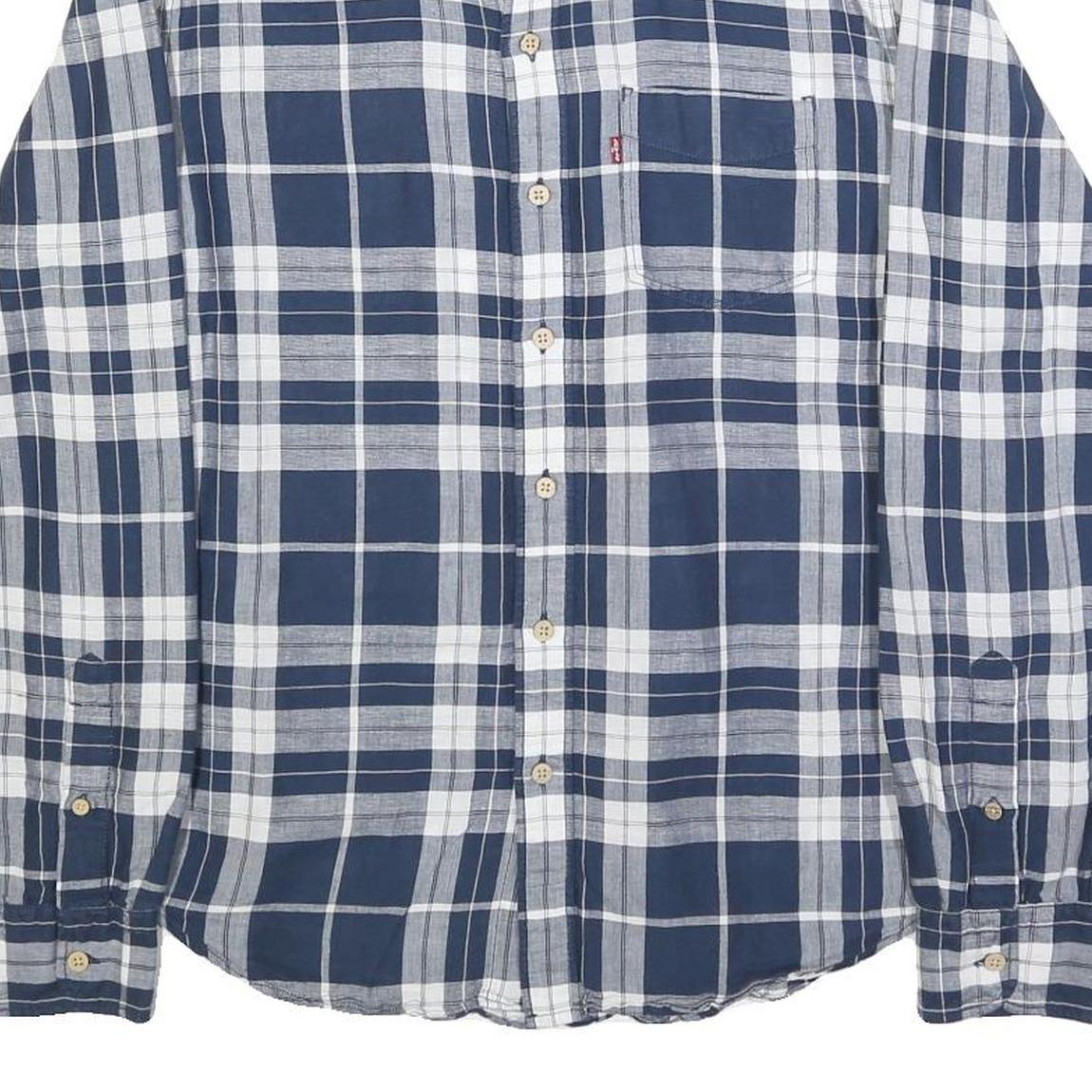 LEVI'S Mens Blue & White Check Shirt M Casual Cotton Blend Long Sleeve